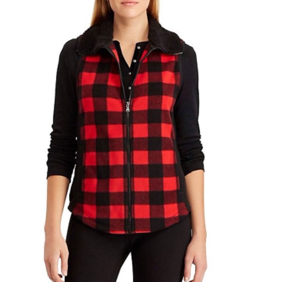 Chaps Jackets & Blazers - Chaps Sport Red Buffalo Plaid Fleece Vest